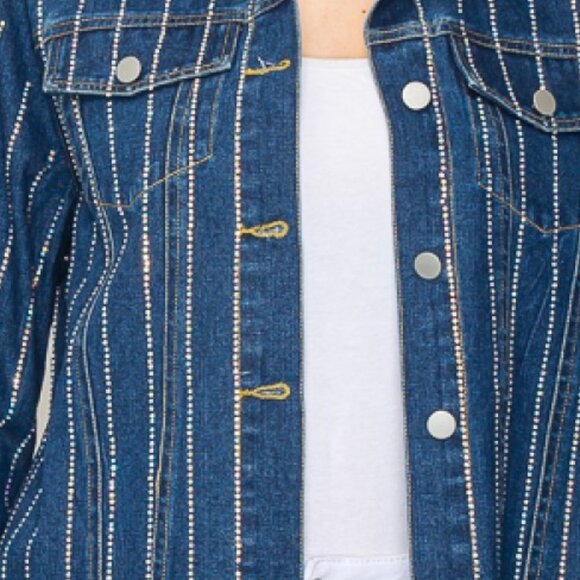 new ORIGMAI embellished jean denim jacket (3-colors) SM-2X classic rhinestones - Picture 12 of 16